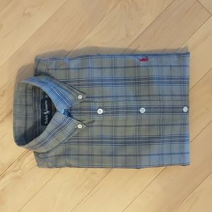 Grey and Blue Plaid Dress SHIRT Sz M Ralph Lauren